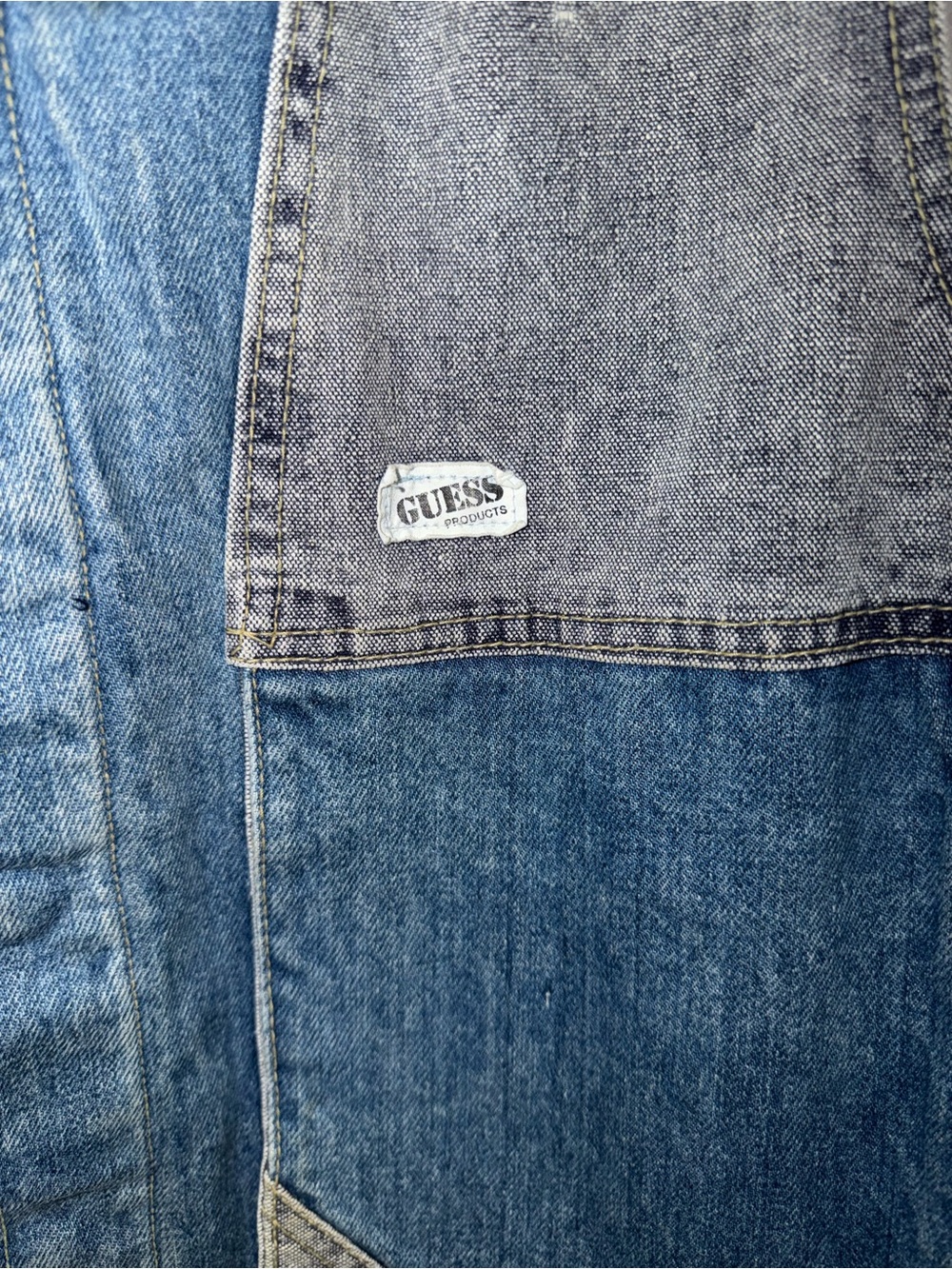 Guess vintage Two-Tone Blue Denim Vest - Light & Dark Blue - Picture 3 of 7